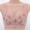 thumbnail image 1 of CLOISE Womens Bras No Wire Plus Size Front Closure Full Coverage No Underwire Bras for Seniors Comfort Wireless Front Close Push up Bras with Back Support Lace Everyday Bras Pink 3XL, 1 of 3