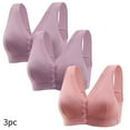 thumbnail image 1 of CLOISE Womens Bras for Older Women 3 Pack Wireless Bras for Older Women Front Closure High Support No Underwire Full Coverage Push up Bras Front Snaps Seniors Everyday Bras Purple 3XL, 1 of 3