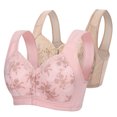 thumbnail image 1 of CLOISE Womens Bras for Older Women Plus Size 2 Pack Front Closure Full Coverage No Underwire Bras for Seniors Wireless Front Close Push up Bras with Back Support Lace Everyday Bras Hot Pink 4XL, 1 of 3