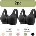 thumbnail image 1 of CLOISE Womens Bras No Wire Plus Size 2 Pack Front Closure No Underwire Bras for Seniors Wireless Full Coverage Push up Front Snap Bra Older Women Comfort Lace Everyday Bras Black 3XL, 1 of 4