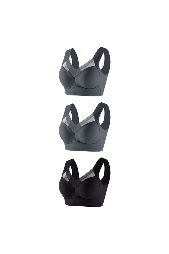 Womens Bras No Wire Push Up 3 Pack Padded High Impact Wireless Sports Bras Comfort High Support Seamless Yoga Bras Underarm Smoothing Push up Bras Full Coverage Everyday Bras Black L