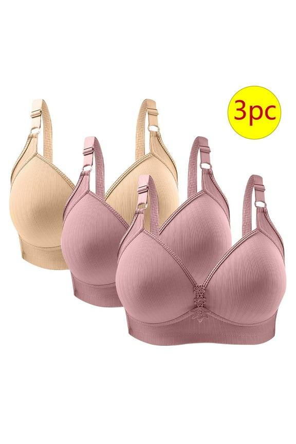 Womens Bras No Wire Push Up 3 Pack Wireless Push up Bras with Support and Lift Full Coverage Large Bust Seamless Padded Bras Straps Adjustable Sleep Bras Soft Everyday Bras Beige 44/100