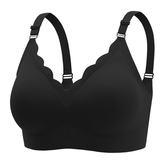 CLOISE Womens Bras No Wire No Underwire Stretch Cami Bras High Support Bra Seamless Wireless Big Bust Push up Bra with Adjustable Straps Comfort Sleeping Everyday Bras Black 2XL