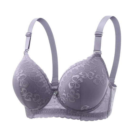 CLOISE Womens Bras with Underwire Full Coverage Plus Size Push up Underwire Padded Lace Everyday Bra Gray 36-46