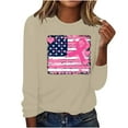 thumbnail image 1 of CLOISE Womens Breast Cancer Shirts Long Sleeve Crew Neck Blouses Ribbon Pink Breast Cancer Awareness Tshirts Fashion Comfort T Shirts Cancer Fight in October Clothes Beige L, 1 of 4