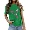 thumbnail image 1 of CLOISE Womens Breast Cancer Shirts Short Sleeve Round Neck Blouses Ribbon Oversized Breast Cancer Support T Shirts Trendy Comfort Tee Shirts Cancer Awareness Fall Outfits Green 2XL, 1 of 3