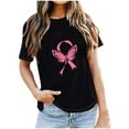 thumbnail image 1 of CLOISE Womens Breast Cancer Shirts Short Sleeve Round Neck Blouses Ribbon Oversized Breast Cancer Support T Shirts Trendy Loose Tee Shirts Cancer Awareness Fall Outfits Black XL, 1 of 4