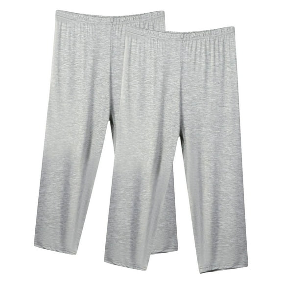 CLOISE Womens Capri Pants Athletic 2 Pack Stretchy Solid Yoga Capris Plus Size Pull On Capris Mid Rise Capri Pants Solid Pull On Lounge Mid Rise Trousers Casual Summer Straight Workout Trousers Gray