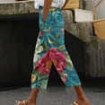 thumbnail image 1 of CLOISE Womens Capri Pants with Pockets Stretch Wide Leg Pants Elastic High Waisted Palazzo Pants Petite Summer Casual Fashion Printed Loose Lightweight Cropped Flowy Trousers Multicolor XL, 1 of 5
