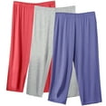 thumbnail image 1 of CLOISE Womens Capris 2 Pack Plus Size Workout Pants Pull On Stretch Capris Active Mid Rise Capris Drawstring Athletic Cropped Pants Comfy Loose Cropped Pants Gray, 1 of 2