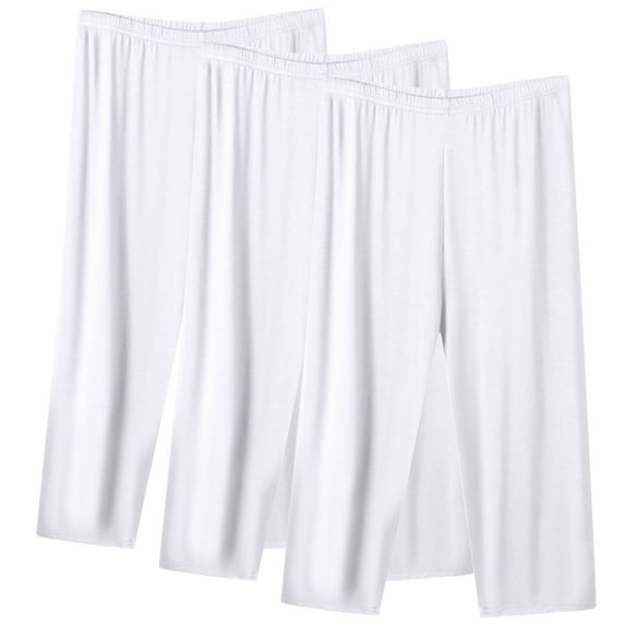 CLOISE Womens Capris 2 Pack Plus Size Workout Pants Pull On Stretch Capris Active Mid Rise Capris Pull On Capri Lounge Pants Comfy Loose Cropped Pants White