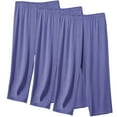 thumbnail image 1 of CLOISE Womens Capris 2 Pack Stretchy Solid Yoga Capris Plus Size Pull On Capris Mid Rise Capri Pants Pull On Capri Lounge Pants Casual Summer Straight Workout Trousers Loose Purple, 1 of 2