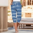 thumbnail image 1 of CLOISE Womens Capris Athletic With Pockets Workout Capris Lounge Joggers Pull On Elastic Waist Sweatpants Drawstring Athletic Cropped Pants Soft Stretchy Striped Yoga Capris Blue, 1 of 6