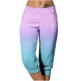 thumbnail image 1 of CLOISE Womens Capris Athletic Stretch Capris Joggers With Pockets Soft Elastic Waist Running Petite Capri Sweatpants Pull On Capri Lounge Pants Gradient Color Casual Yoga Capris Purple, 1 of 6