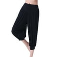 thumbnail image 1 of CLOISE Womens Capris Stretch Yoga Pants Elastic High Waisted Palazzo Pants Summer Casual Fashion Solid Loose Lightweight Cropped Flowy Trousers Black L, 1 of 4