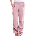 thumbnail image 1 of CLOISE Womens Cargo Pants with Pockets Plus Size Trousers Drawstring Baggy Solid Button Bottoms Casual Clothes, 1 of 4