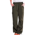 thumbnail image 1 of CLOISE Womens Cargo Pants with Pockets Plus Size Trousers Drawstring Baggy Solid Button Bottoms Casual Clothes, 1 of 4