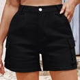 thumbnail image 1 of CLOISE Womens Cargo Shorts with Pockets Black XL Summer Fashion Casual Shorts Solid High Waisted Zipper with Buttons Comfy Athletic Shorts, 1 of 4