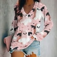 thumbnail image 1 of CLOISE Womens Halloween Shirts Fashion Halloween Ghost Graphic Tops Long Sleeve V Neck Raglan Shirts Flowy Tunic Comfy Blouses Boo Season Outfits Gift, 1 of 5