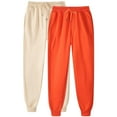 thumbnail image 1 of CLOISE Womens Jogger Sweatpants 2 Pack Baggy Joggers Soft Petite Low Rise Elastic Bottom Trousers Orange Workout Elastic Waist Drawstring Solid Sweatpants with Pockets Fashion Winter Trousers, 1 of 2