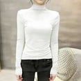 thumbnail image 1 of CLOISE Womens Long Sleeve Shirts Plus Size Tops Mock Neck Casual Pullover Solid Color Blouses White 3XL, 1 of 7