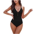 thumbnail image 1 of CLOISE Womens One Piece Swimsuits Full Coverage Bathing Suit Crossed Straps Solid Swimwear Backless Vacation Beachwear, 1 of 4