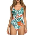 thumbnail image 1 of CLOISE Womens One Piece Swimsuits Swimwear Full Coverage Flowers Bathing Suit Backless Hawaiian Beachwear Green M, 1 of 5