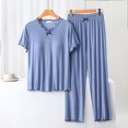 thumbnail image 1 of CLOISE Womens Pajama Sets 2-Piece Comfy Short Sleeve Sleepwear Shirts and Comfort Lounge Pants Night Clothes Set Comfortable with Built in Bra Solid Fall Night Clothes, 1 of 4