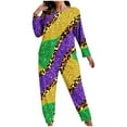 thumbnail image 1 of CLOISE Womens Pajama Sets Plus Size Mardi Gras Pjs Sets Long Sleeve Tops and Pant Color Block Lounge Set 2 Piece Loungewear Purple, 1 of 6