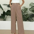 thumbnail image 1 of CLOISE Womens Pants High Waisted Straight Leg Lounge Pants Pull On Stretch Trousers With Button Soft Elastic Waist Pants Solid Comfy Pants Fashion Coffee, 1 of 5