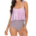 thumbnail image 1 of CLOISE Womens Plus Size Swimsuits Tankini 2 Piece Swimwear with Shorts High Waist Built in Bra Full Coverage Print Bathing Suit Ruffle Backless Beachwear, 1 of 8