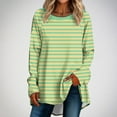 thumbnail image 1 of CLOISE Womens Shirts Fall Fashion Striped Tees Crewneck Long Sleeve Raglan Tops Casual Colorblock Shirts Flowy Outfits Mint Green M, 1 of 5