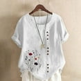 thumbnail image 1 of CLOISE Womens Short Sleeve Tee Shirts Plus Size Tops Button Crewneck Casual Pullover Graphic Summer Blouses White, 1 of 4