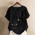thumbnail image 1 of CLOISE Womens Short Sleeve Tee Shirts Plus Size Tops Button Round Neck Casual Pullover Graphic Summer Blouses Black, 1 of 4