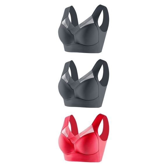CLOISE Womens Sports Bras 3 Pack Padded High Impact Wireless Sports Bras Seamless Yoga Bras Push up Bras Full Coverage Everyday Bras Red XL
