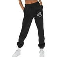 thumbnail image 1 of CLOISE Womens Sweatpants Baggy Fleece Lined Jogger Pants Soft Petite Low Rise Elastic Bottom Trousers Black Workout Elastic Waist Drawstring Heart Sweatpants with Pockets Basic Sweatpants, 1 of 4
