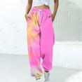 thumbnail image 1 of CLOISE Womens Sweatpants Baggy Jogger Pants Cozy Pull on High Waisted Elastic Bottom Trousers Pink Athletic Elastic Waist Drawstring Tie Dye Sweatpants with Pockets Trendy Classic Long Trousers, 1 of 5