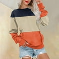 thumbnail image 1 of CLOISE Womens Sweatshirt Color Block Pullover Sweatshirts Crew Neck Long Sleeve Hoodies Shirts Orange Basic Blouses With Pockets Fall Soft Y2k Outfits M, 1 of 5