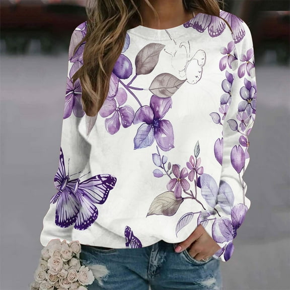 CLOISE Womens Sweatshirts Graphic Pullover Sweatshirts Round Neck Long Sleeve Hoodies Shirts Multicolor Raglan Basic Tees Fall Comfy Preppy Outfits S