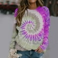 thumbnail image 1 of CLOISE Womens Sweatshirts Tie Dyed Pullover Sweatshirts Round Neck Long Sleeve Hoodies Shirts Purple Basic Tees Fall Comfy Preppy Outfits M, 1 of 5