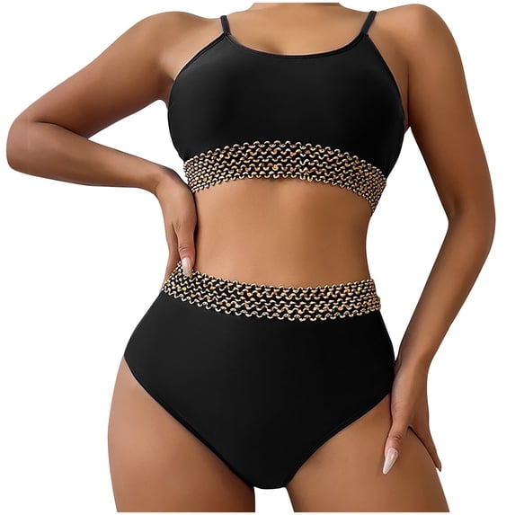 CLOISE Womens Swimsuits Bikini Sets Two Piece with Shorts High Waisted Built in Bra Full Coverage Bathing Suit Solid Swimwear Vacation Beachwear