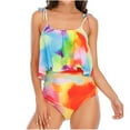 thumbnail image 1 of CLOISE Womens Swimwear Tankini Two Piece Swimsuits with Shorts High Waisted Built in Bra Full Coverage Bathing Suit Adjustable Straps Gradient Ruffle Backless Beachwear, 1 of 8
