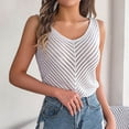 thumbnail image 1 of CLOISE Womens Tank Tops Loose White Summer V Neck Loose Casual T Shirts Fashion Sleeveless Solid Hollow Breathable Comfy Blouse XL, 1 of 5