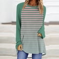 thumbnail image 1 of CLOISE Womens Tees Fall Fashion Striped Tees Crewneck Long Sleeve Raglan Tops Casual Colorblock Shirts Flowy Outfits Pink M, 1 of 5