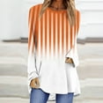 thumbnail image 1 of CLOISE Womens Tees Fall Trendy Striped Tees Crewneck Long Sleeve Raglan Tops Soft Colorblock Shirts Elegant Outfits Orange XL, 1 of 5