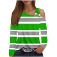thumbnail image 1 of CLOISE Womens Tops Fall Fashion Striped Shirts V-Neck Long Sleeve Cold Shoulder Blouses Casual Colorblock Hollow Asymmetrical Tees Flowy Outfits Green L, 1 of 4