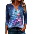 thumbnail image 1 of CLOISE Womens Tops 3/4 Sleeve Plus Size Christmas Tree V Neck Tee Shirts Pullover Slim Cozy Holiday Photos Clothing M, 1 of 4