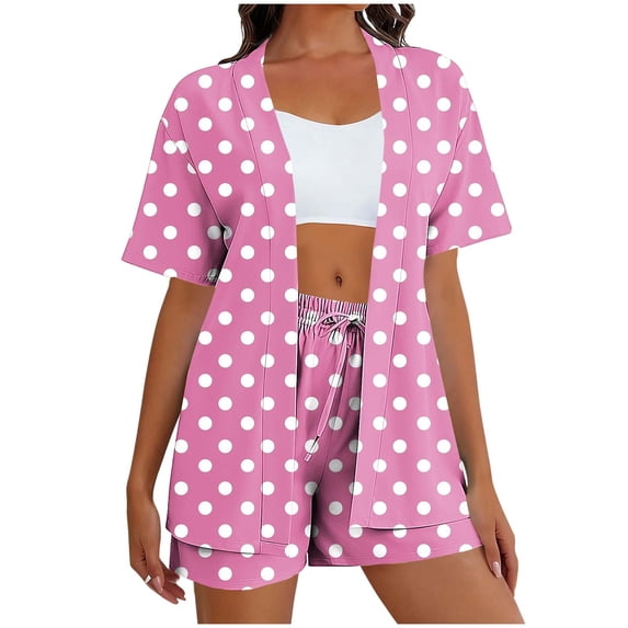 CLOISE Womens Vacation Outfits Plus Size 2 Piece Matching Sets with Pockets Outfits Short Sleeve Cardigan Shorts Beach Clothes