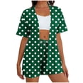 thumbnail image 1 of CLOISE Womens Vacation Outfits Summer Plus Size 2 Piece Matching Sets with Pockets Outfits Short Sleeve Cardigan Shorts Beach Clothes, 1 of 6