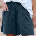 thumbnail image 1 of CLOISE Womens Workout Shorts with Pockets Navy L Summer Fashion Casual Loose Athletic Shorts Solid Elastic Waisted Rope Tie Comfy Running Bermuda Shorts, 1 of 6